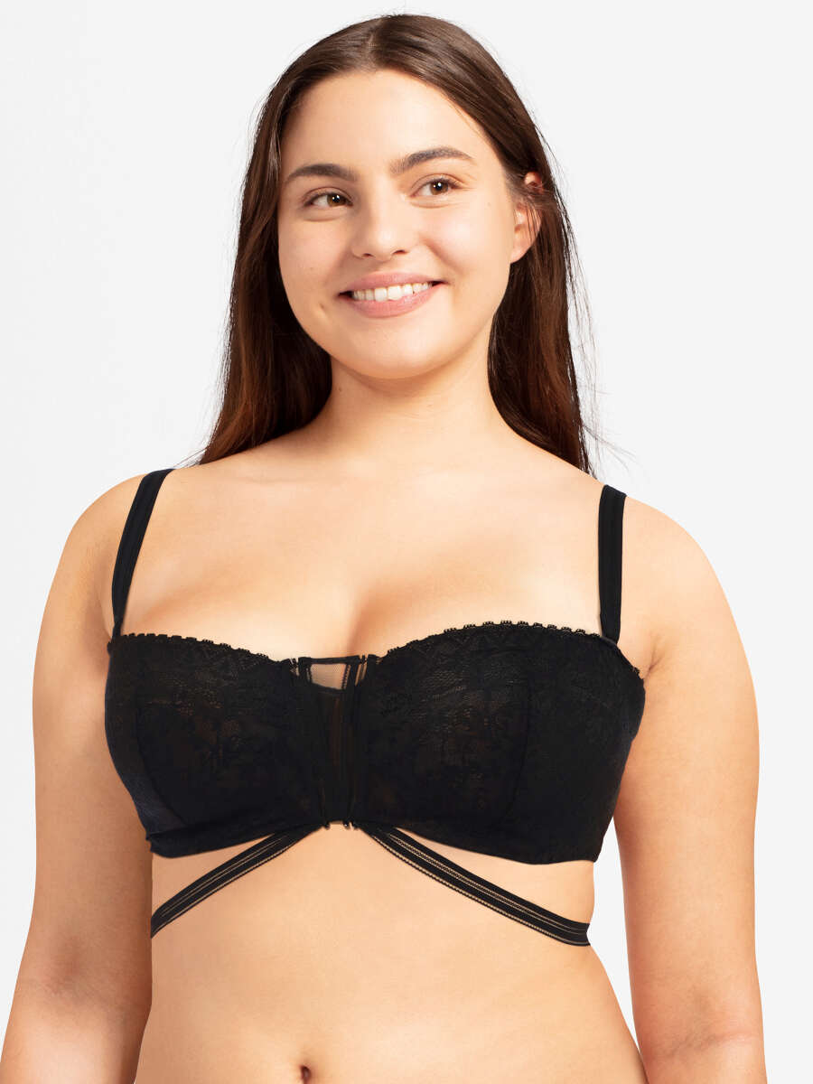 Kayla soutien-gorge transparent, bustier sexy noir avec larges bandes  élastiques -  France