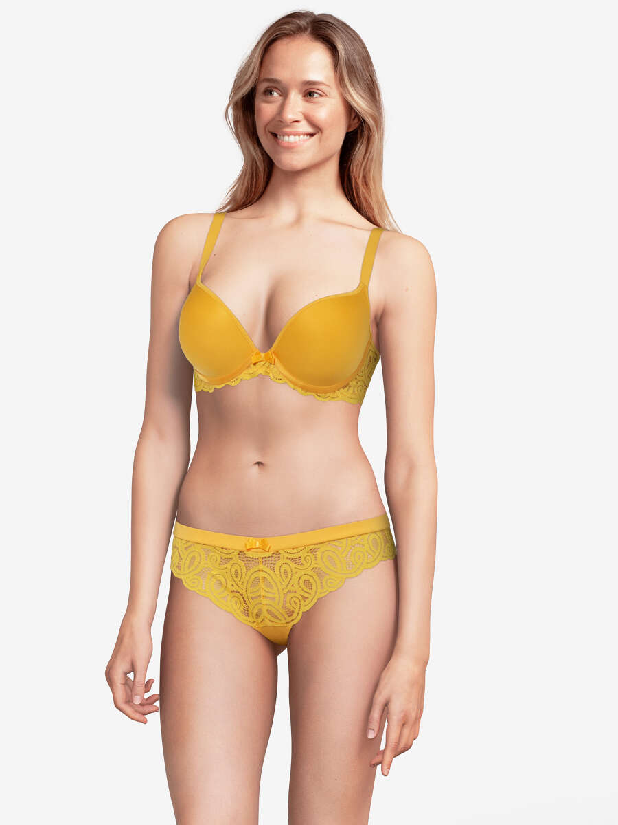 Soutien gorge PUSH UP à armatures JOY JAUNE de chez SAWREN